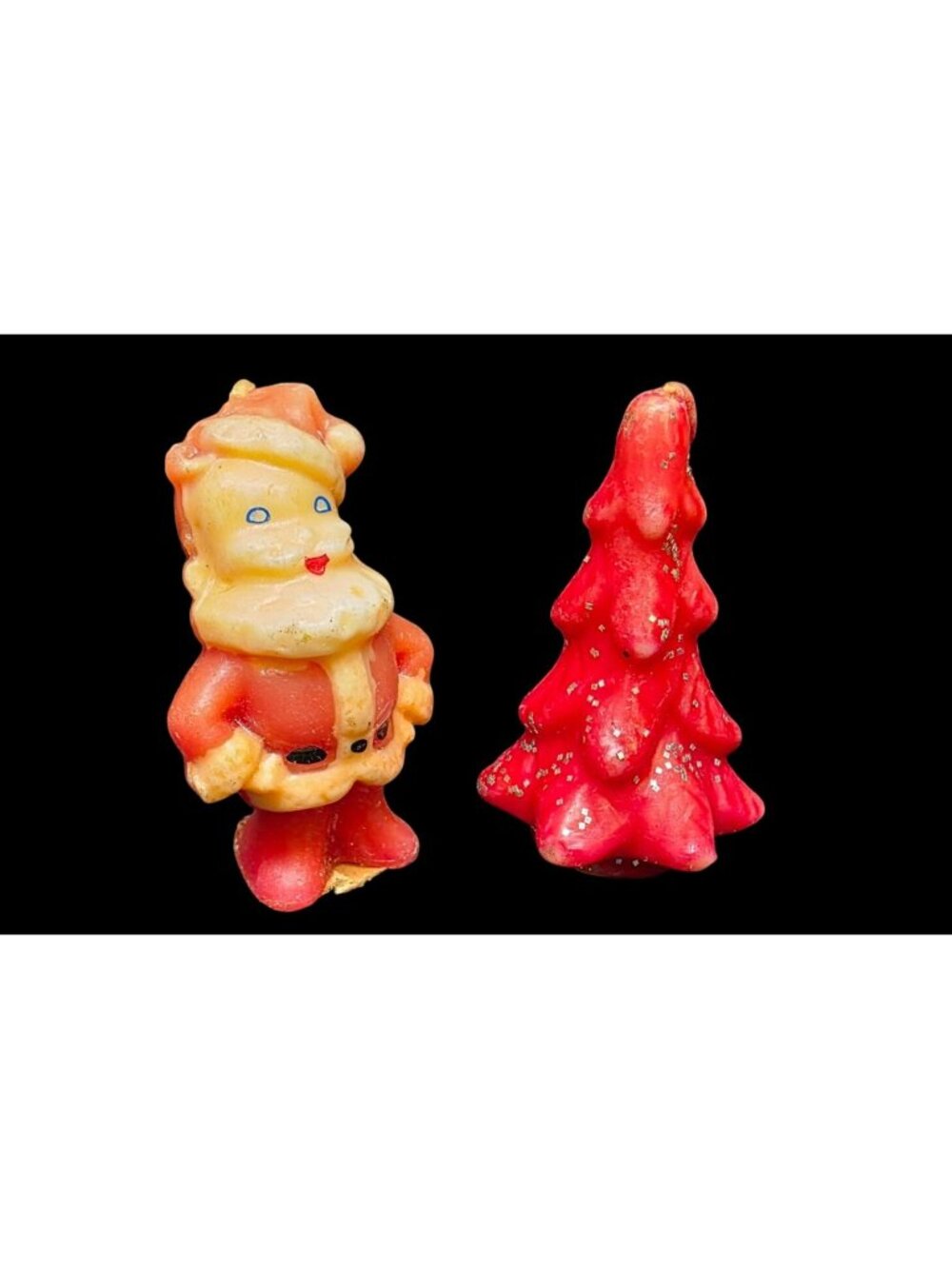 Vintage MCM Gurley Santa Claus & Christmas Tree Decorative Novelty Candles